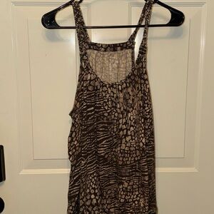 Womens Brown Printed Racerback Tank Top